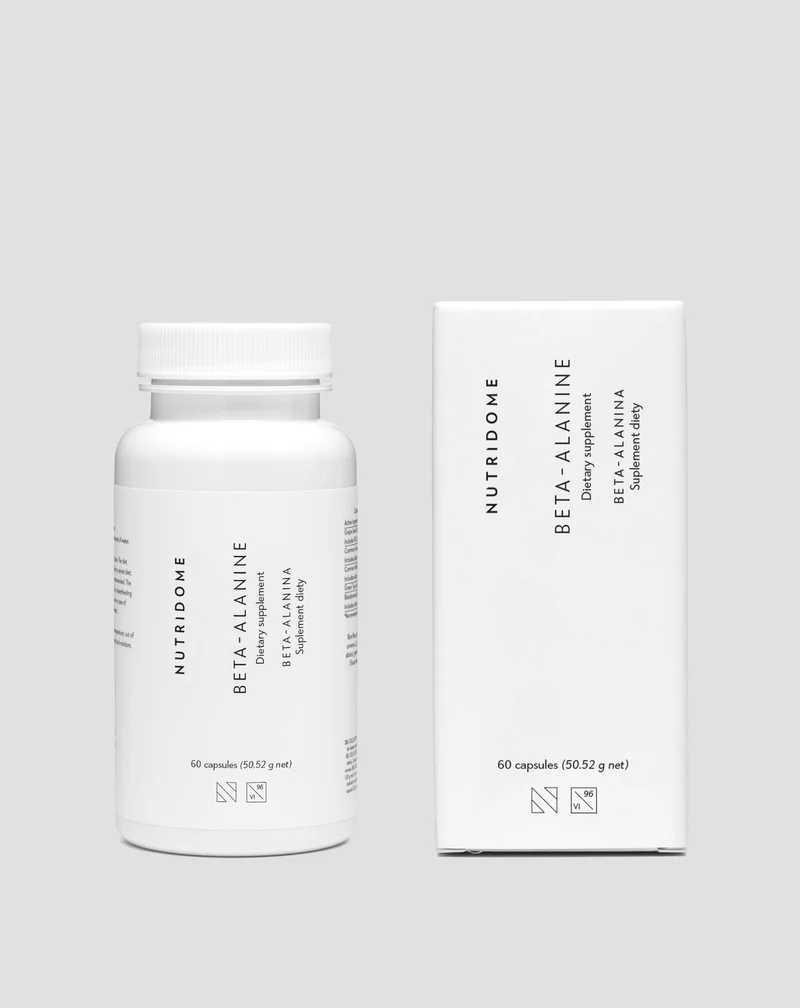 Bêta-alanine 700 mg pour la performance et la réduction de la fatigue musculaire Nutridome, 60 gélules