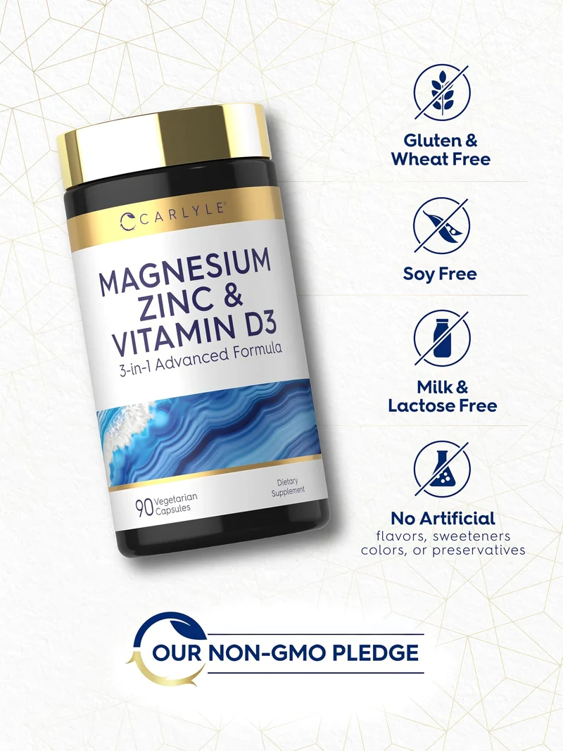 Magnesium Zinc and Vitamin D3, 90 Vegetarian Capsules