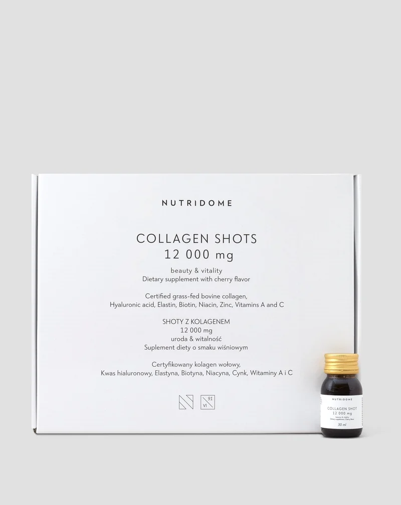 Shot de collagène liquide 12 000 mg avec vitamines complément alimentaire Nutridome 30 ml