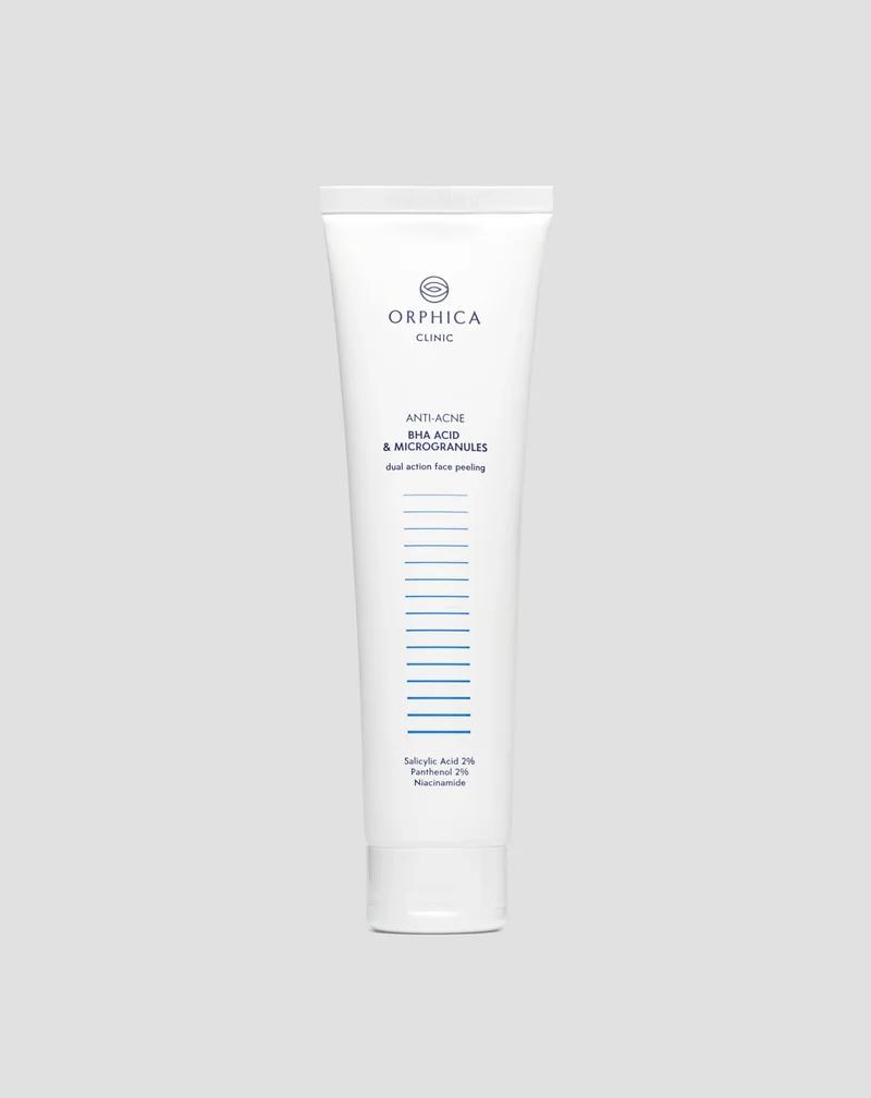 Gommage visage pour peau acnéique à la niacinamide, au panthénol, aux BHA et aux microgranules Anti-Acne Orphica Clinic 100 ml
