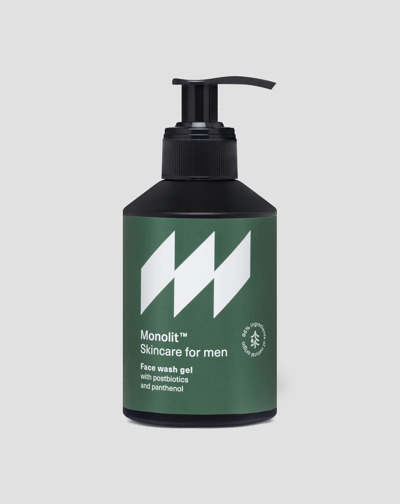 Gel nettoyant pour le visage aux postbiotiques et au panthénol pour nettoyer et soigner la barbe Monolith