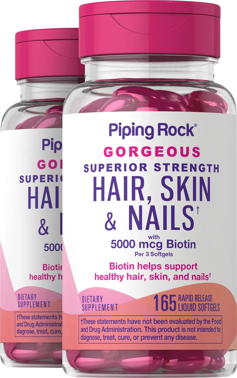 Hair, Skin & Nails infused with Moroccan Argan Oil, 165 Rapid Release Liquid Softgels, 2 Bottles