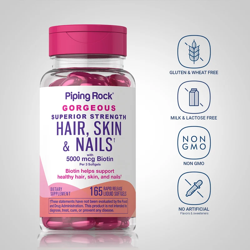 Hair, Skin & Nails infused with Moroccan Argan Oil, 165 Rapid Release Liquid Softgels, 2 Bottles