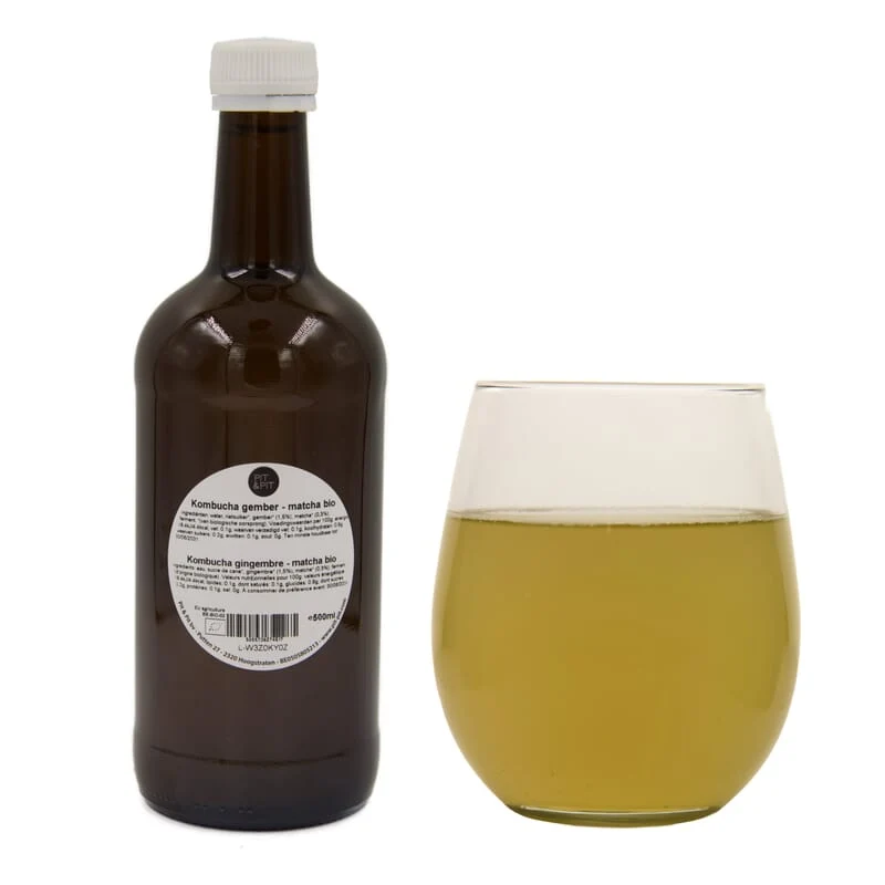 Kombucha bio au gingembre et au matcha