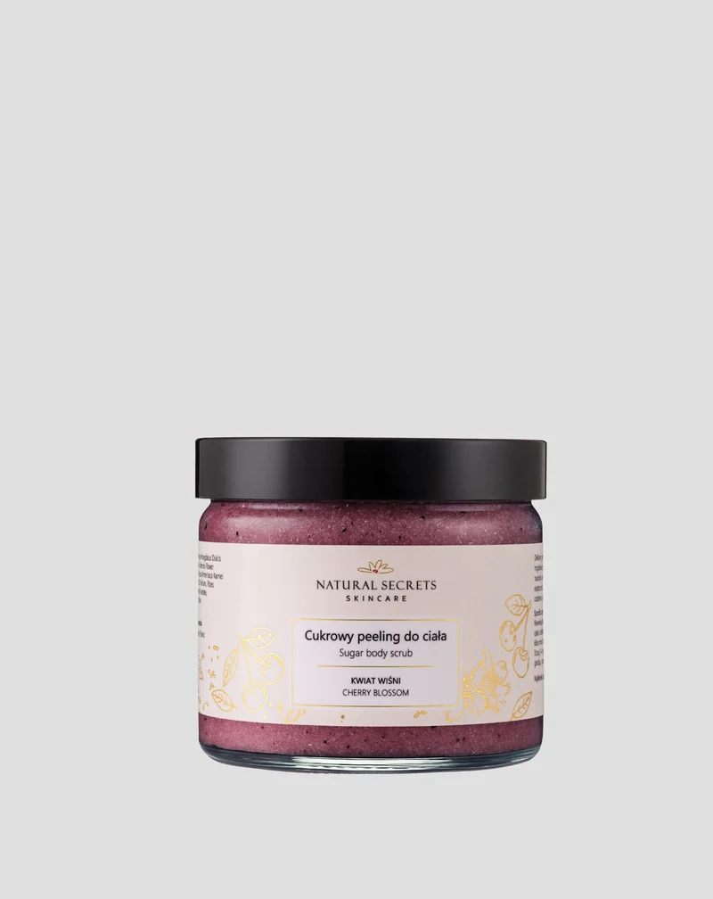 Gommage au sucre naturel pour le corps avec un magnifique parfum de fleurs de cerisier Natural Secrets