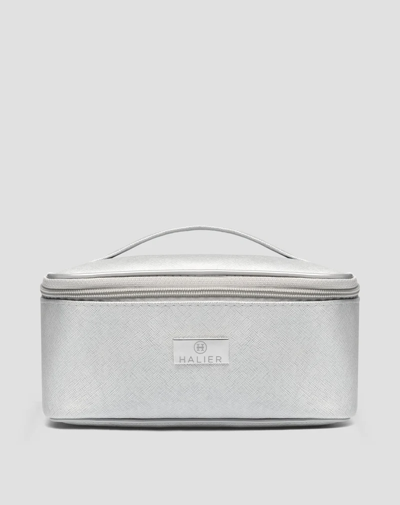 Élégante trousse à cosmétiques pour hommes et femmes en argent Halier