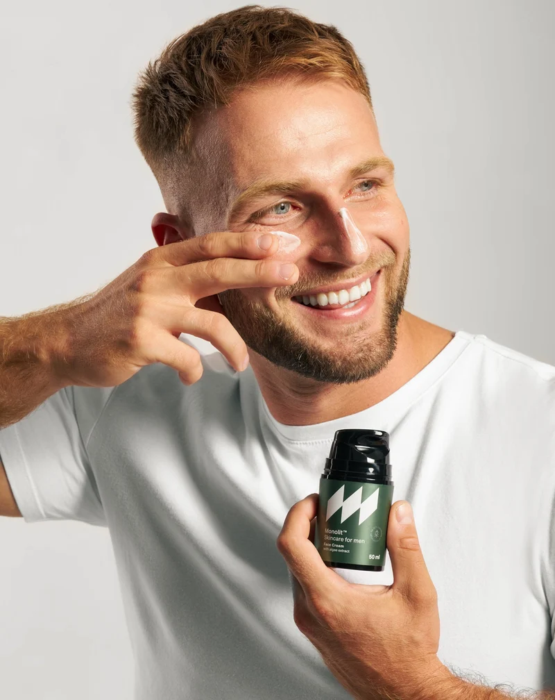 Coffret crème contour des yeux, crème pour le visage et gel nettoyant visage pour homme Monolit