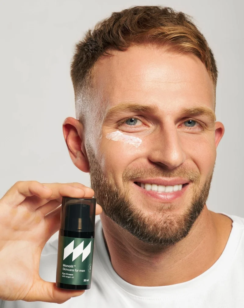 Coffret crème contour des yeux, crème pour le visage et gel nettoyant visage pour homme Monolit
