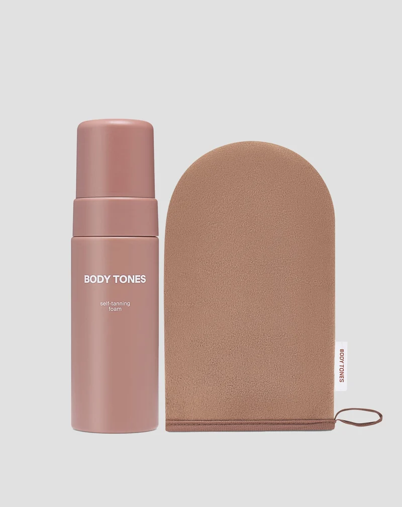 Ensemble Body Tones, mousse autobronzante pour le corps + gant