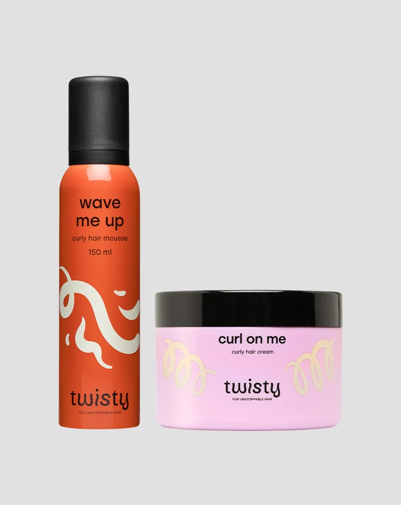 Coffret Twisty mousse + crème pour cheveux bouclés et ondulés