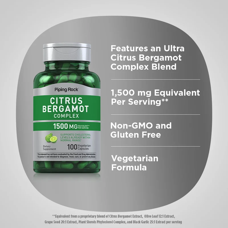 Citrus Bergamot Complex, 1500 mg (per serving), 100 Vegetarian Capsules, 2 Bottles