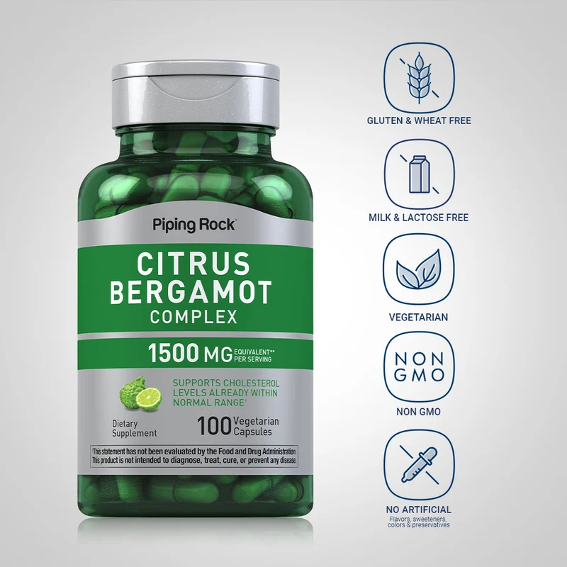 Citrus Bergamot Complex, 1500 mg (per serving), 100 Vegetarian Capsules, 2 Bottles