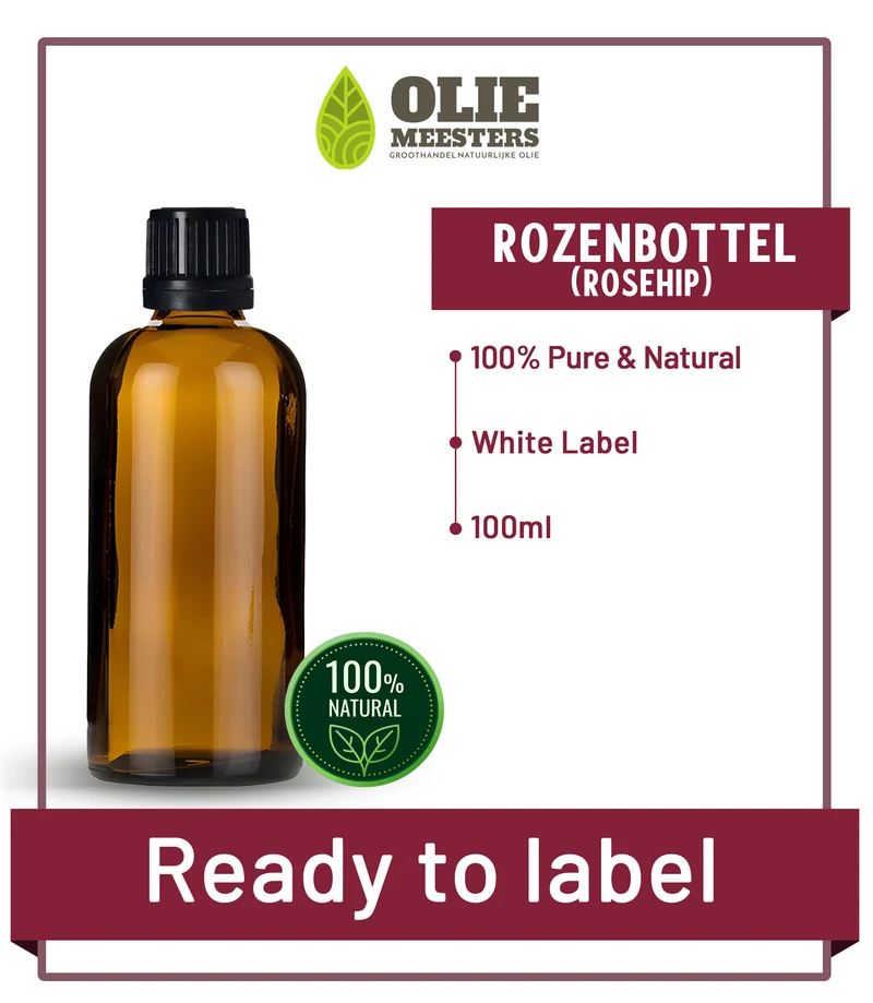 Rosehip (Rozenbottel) olie Bio Koudgeperst | Ready to Label (White Label) | 100 ml | Cosmetica grondstof