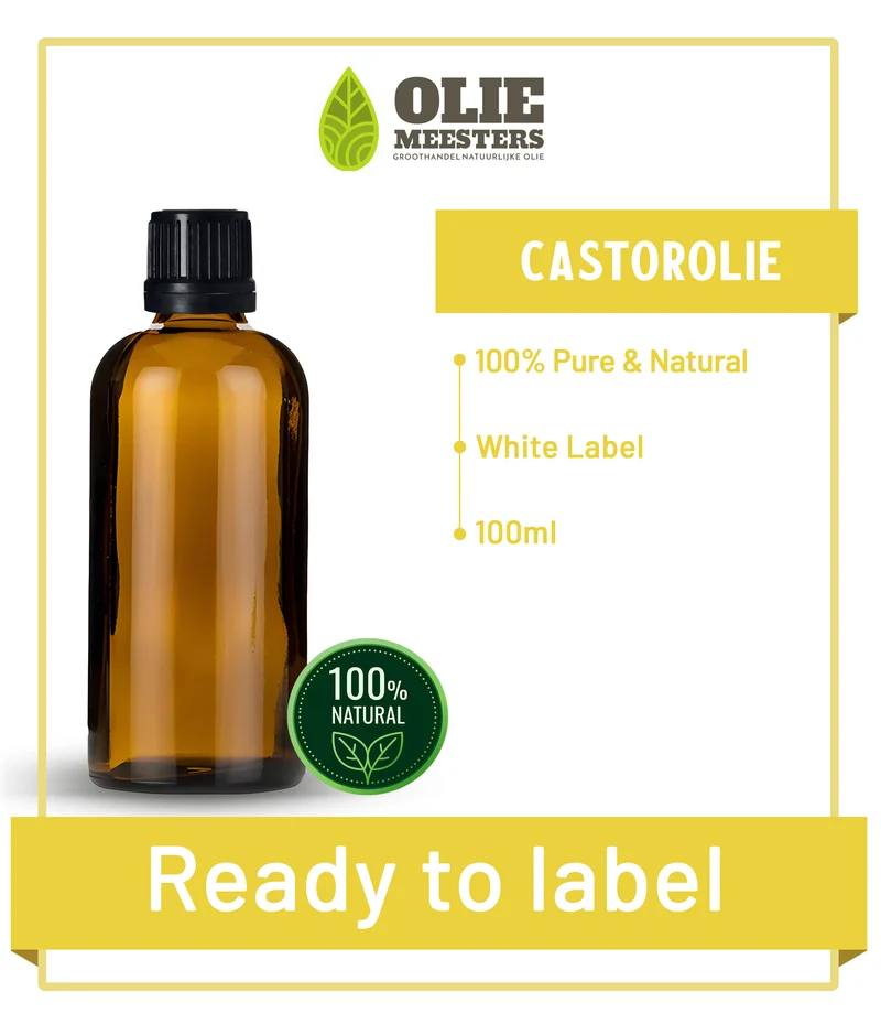 Castor olie Bio Koudgeperst | Ready to Label (White Label) | 100 ml | Cosmetica grondstof