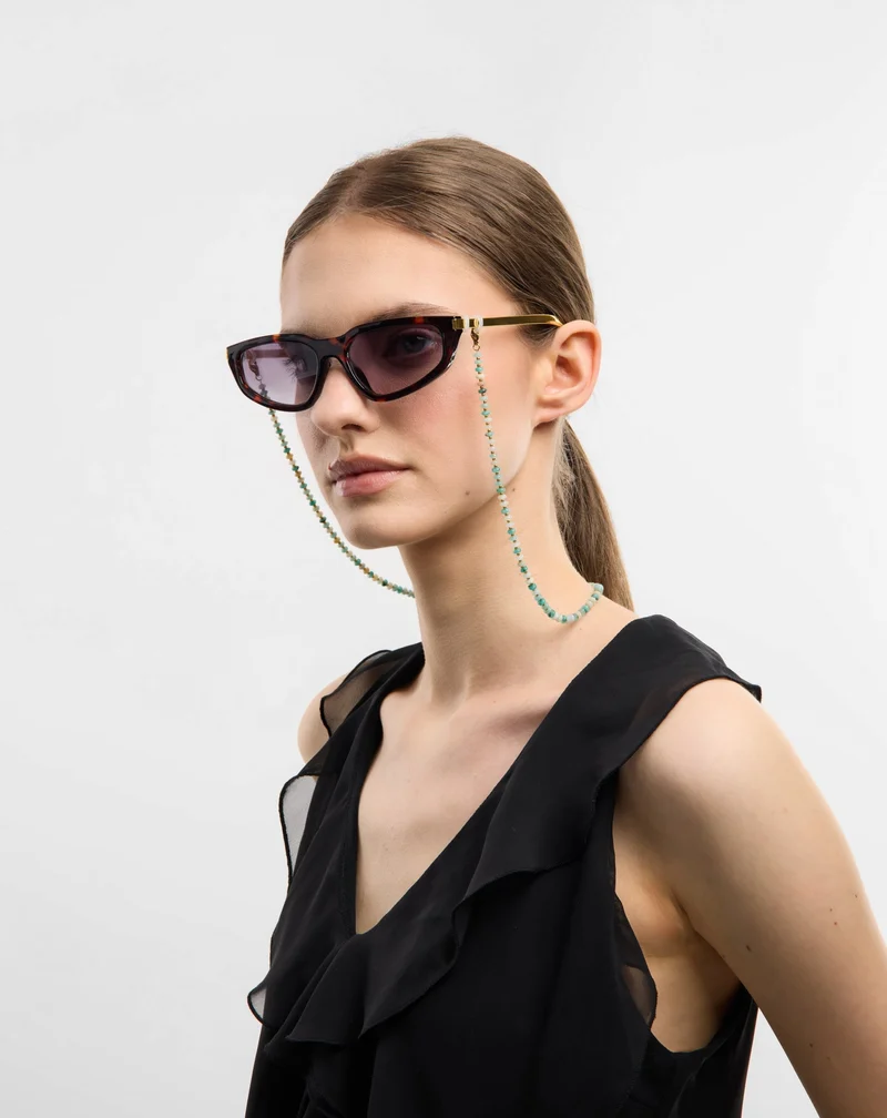 Chaîne de lunettes avec pierres naturelles turquoise africaine et amazonite Mys