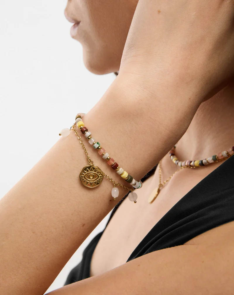 Bracelet avec pierres naturelles agate, maifan, jaspe, jade et aventurine Mys