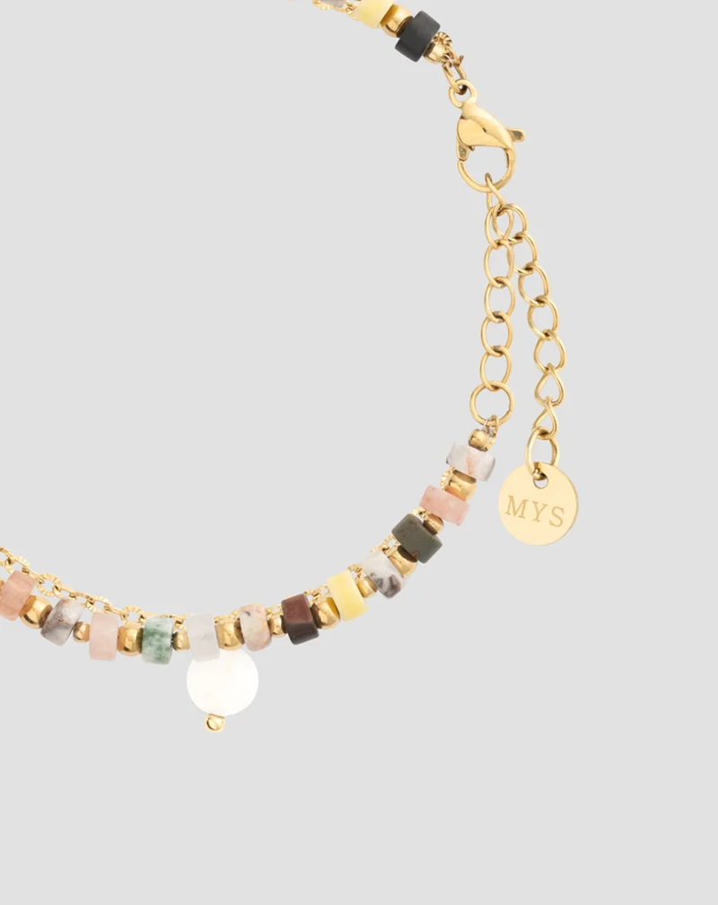 Bracelet avec pierres naturelles agate, maifan, jaspe, jade et aventurine Mys