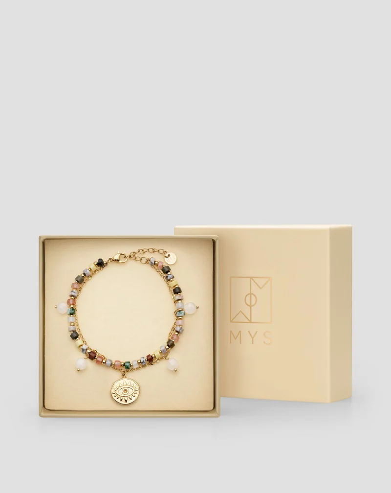 Bracelet avec pierres naturelles agate, maifan, jaspe, jade et aventurine Mys