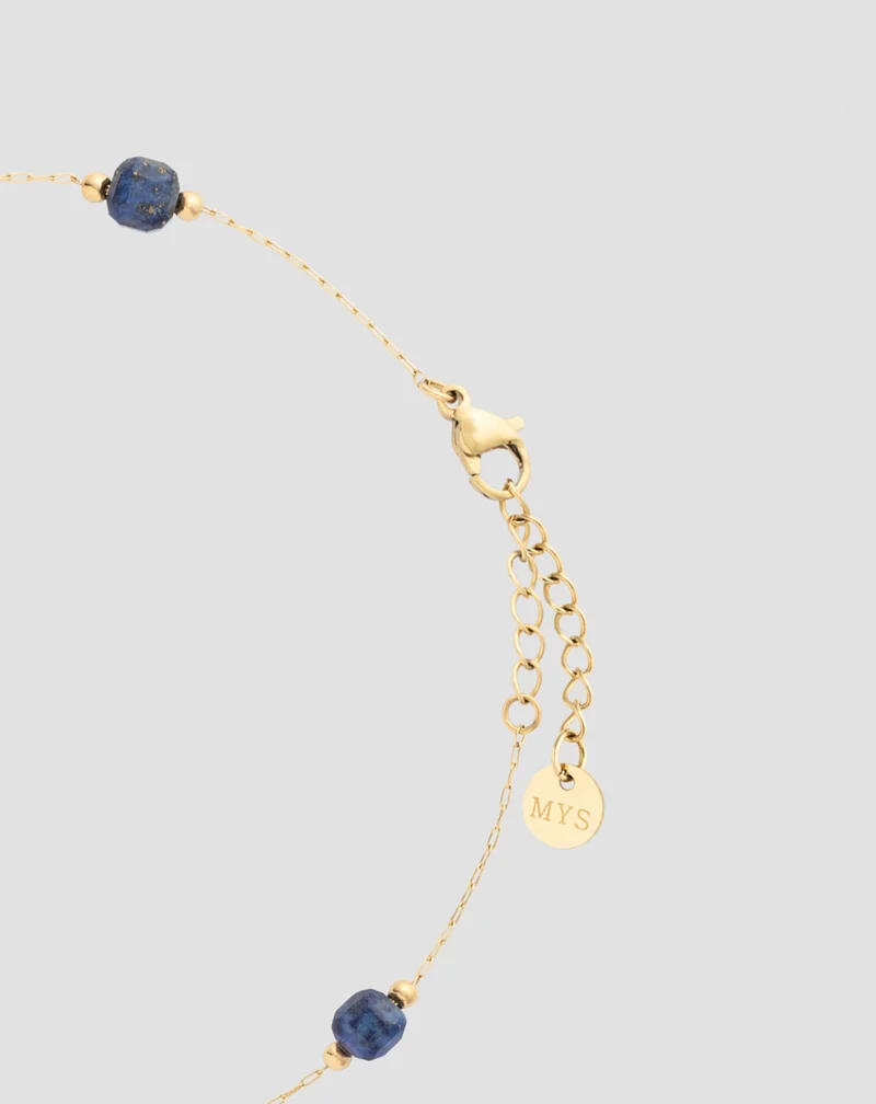 Bracelet de cheville plaqué or avec pierres naturelles lapis-lazuli Mys
