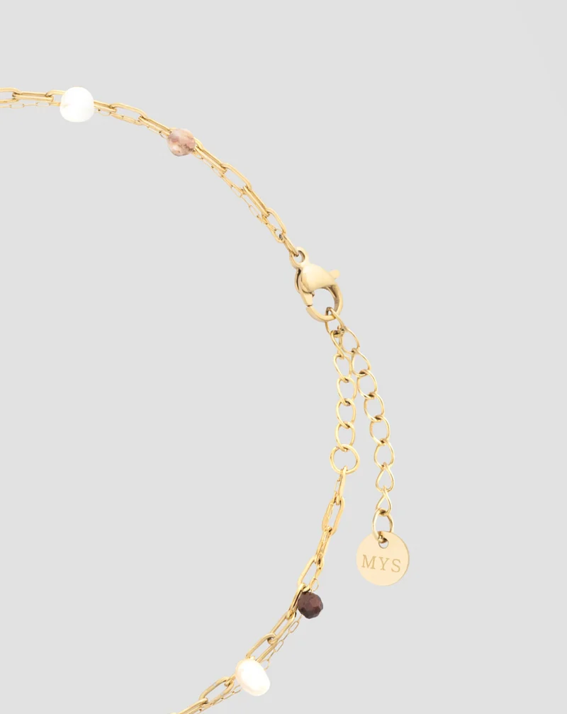 Bracelet de cheville avec pierres naturelles agate, maifan, jaspe, jade et aventurine Mys