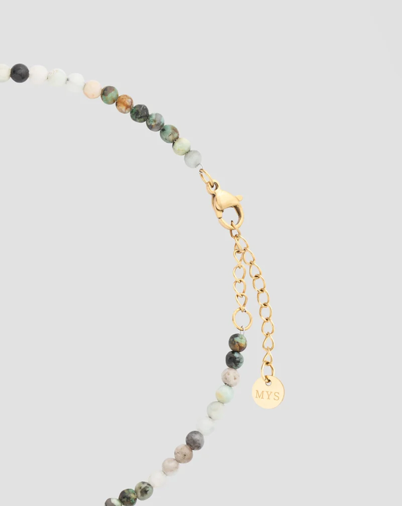 Bracelet de cheville en pierre naturelle turquoise africaine et amazonite Mys