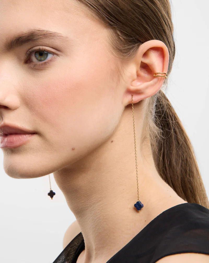 Boucles d'oreilles plaquées or avec pierres naturelles lapis-lazuli Mys