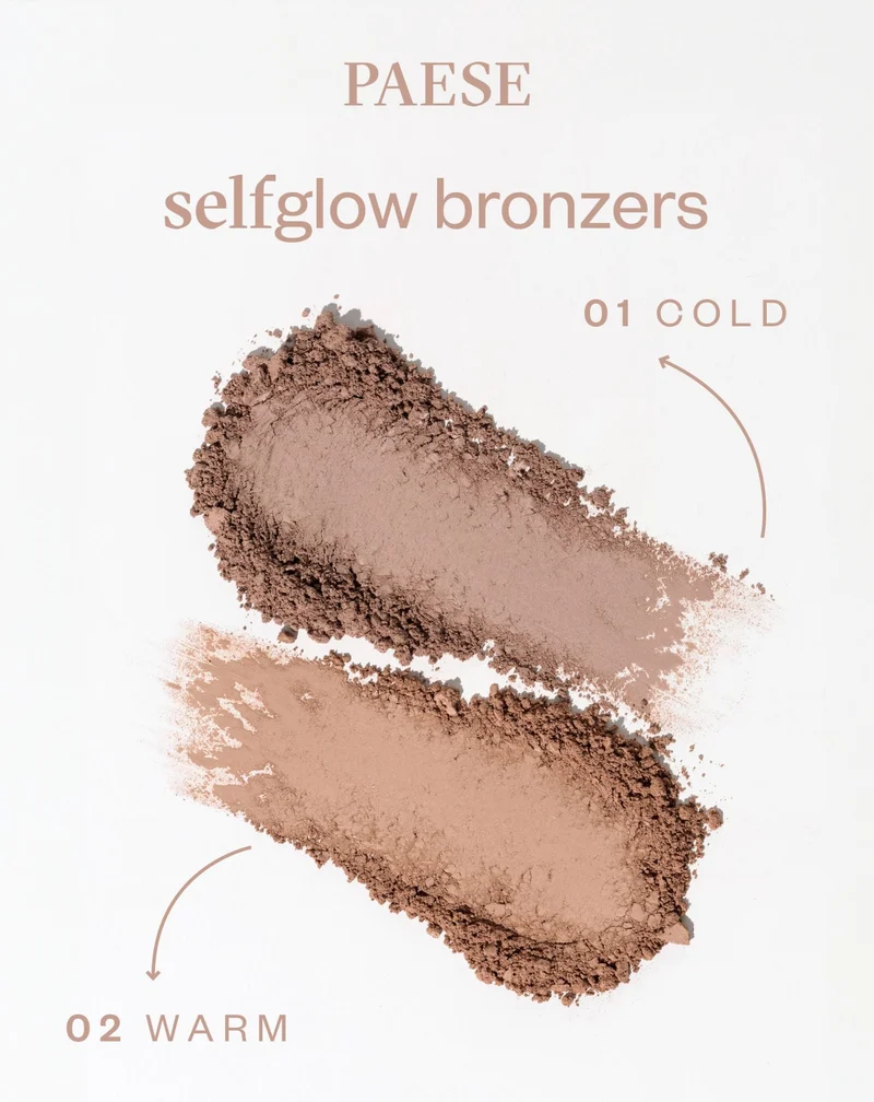 Bronzant pressé Selfglow 02 Warm avec ingrédients actifs pour le contournement du visage Paese