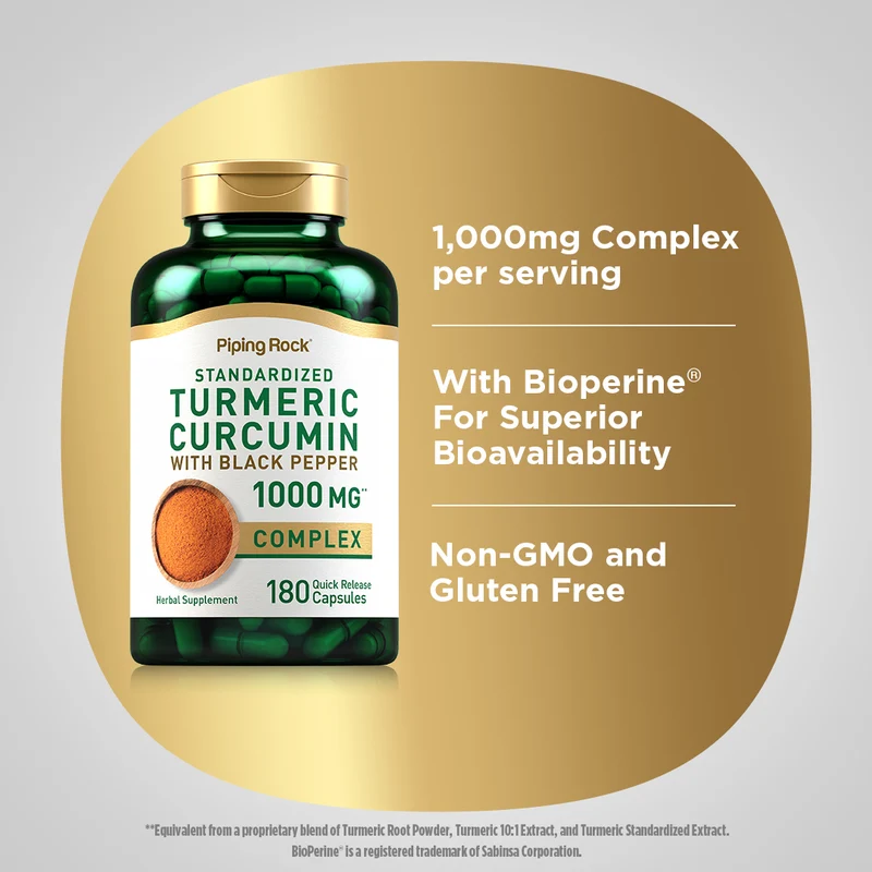 Standardized Turmeric Curcumin Complex w/ Black Pepper, 1000 mg, 180 Quick Release Capsules, 2 Bottles