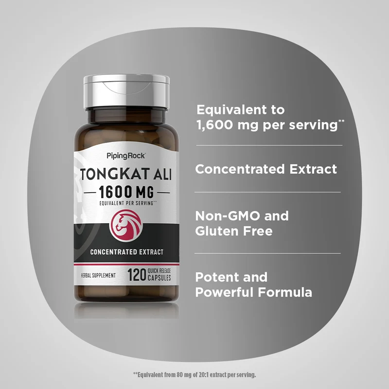 Tongkat Ali Long Jack, 1600 mg (per serving), 120 Quick Release Capsules, 2 Bottles