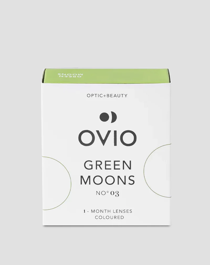 Lentilles de contact de couleur verte avec bandes argentées green moons n° 3 Ovio