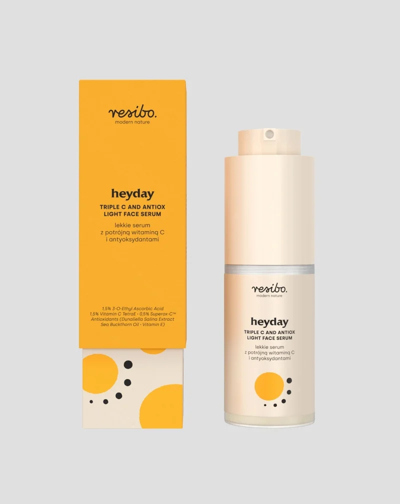 Sérum nourrissant et illuminant pour le visage, avec des antioxydants et de la triple vitamine C Heyday 30 ml Resibo