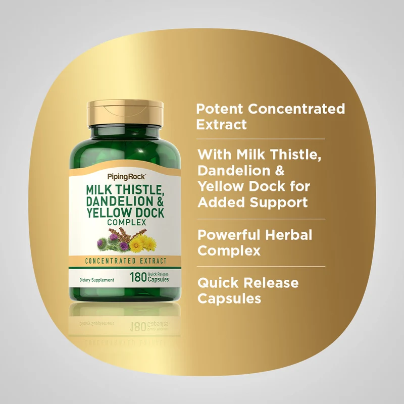 Milk Thistle, Dandelion & Yellow Dock, 180 Quick Release Capsules, 2 Bottles