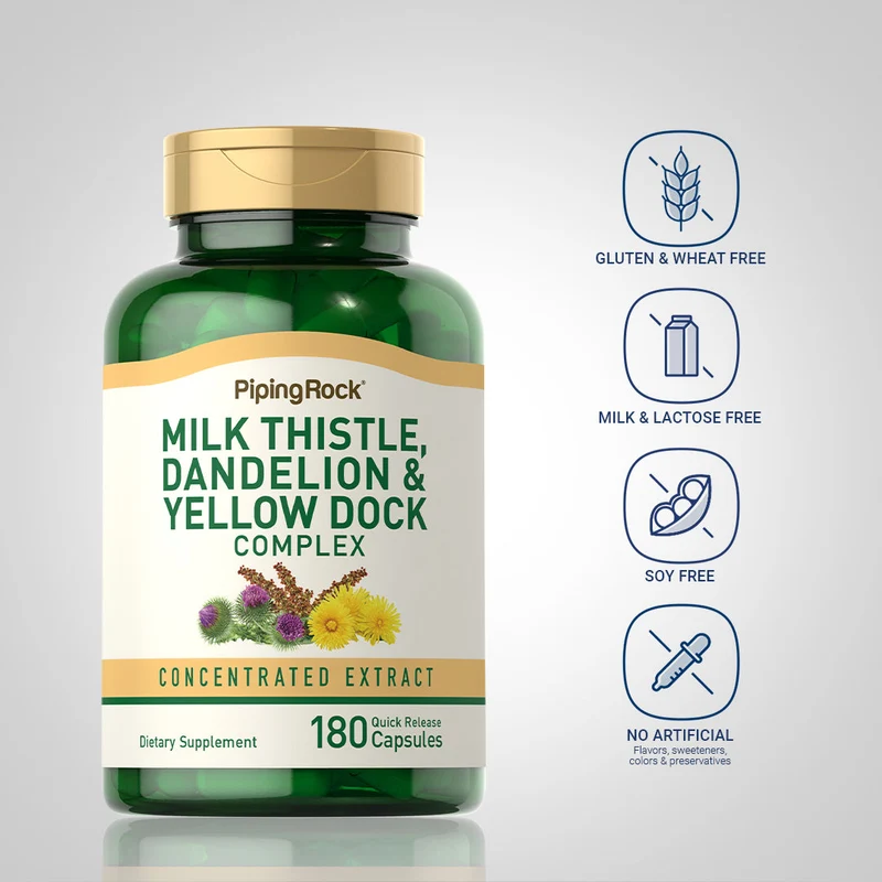 Milk Thistle, Dandelion & Yellow Dock, 180 Quick Release Capsules, 2 Bottles