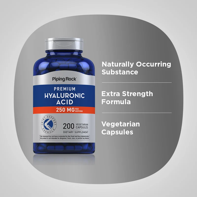 Hyaluronic Acid, 250 mg (per serving), 200 Vegetarian Capsules, 2 Bottles