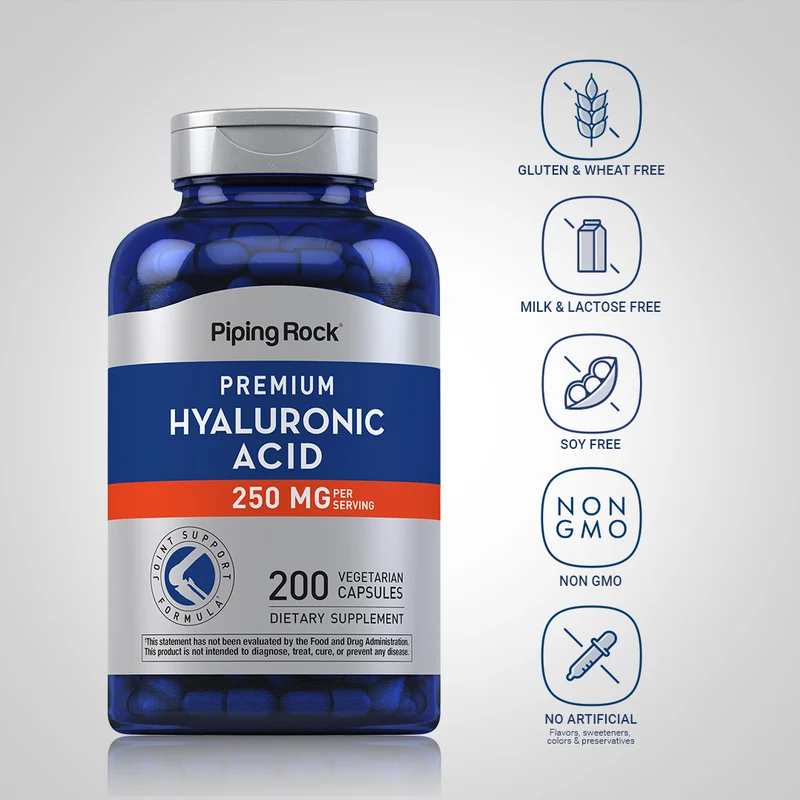 Hyaluronic Acid, 250 mg (per serving), 200 Vegetarian Capsules, 2 Bottles