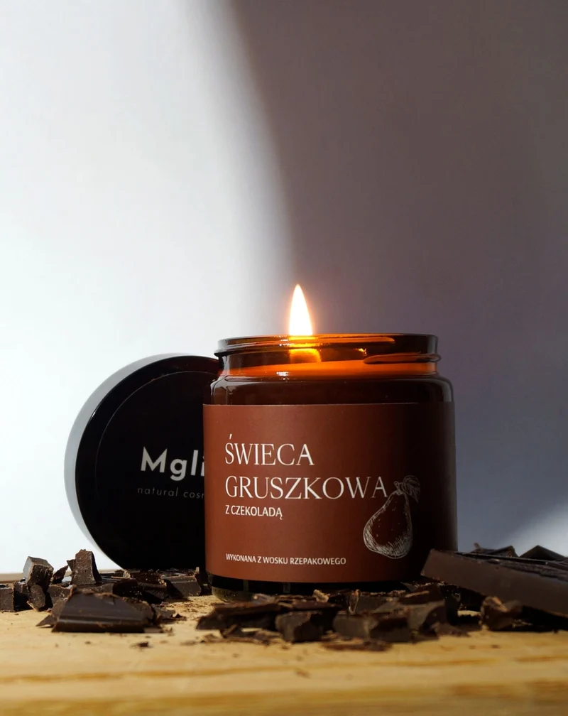 Bougie en cire de colza naturelle au parfum de poire au chocolat Mglife