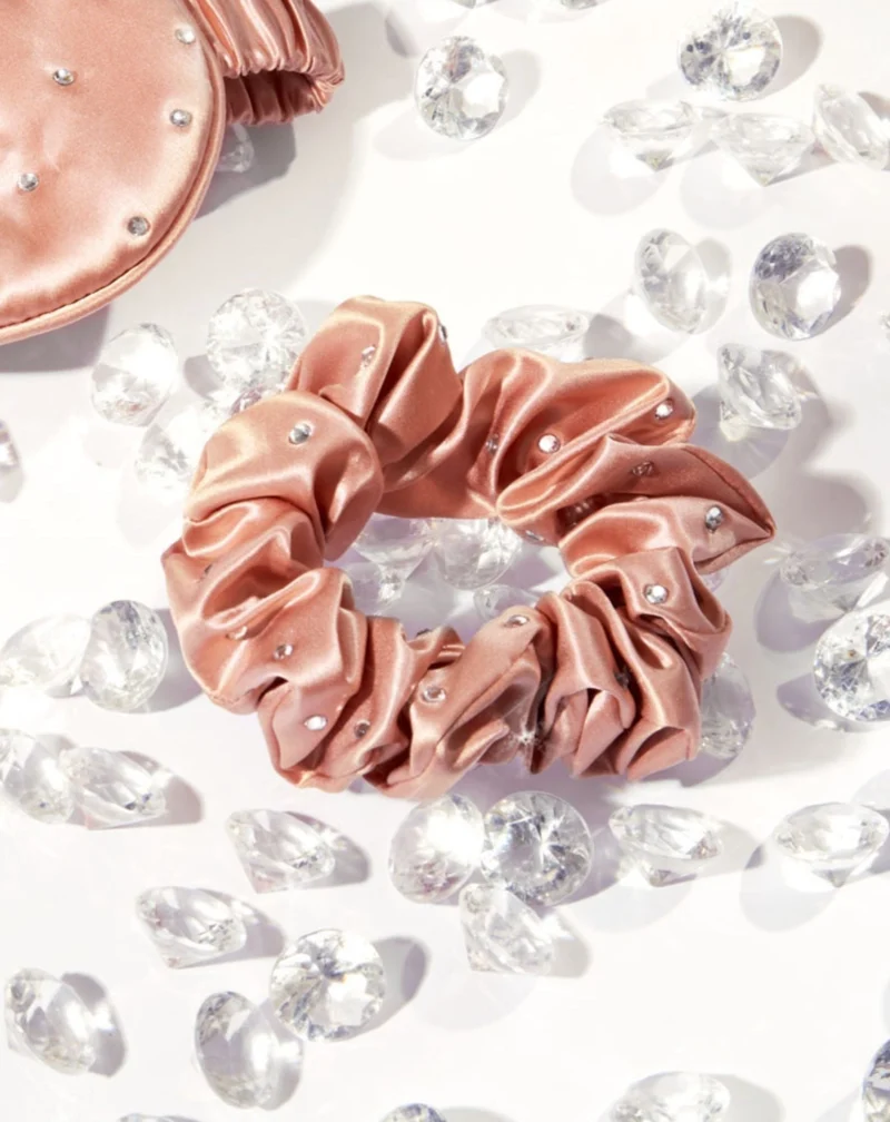 Chouchou en soie avec cristaux – rose gold Crystallove