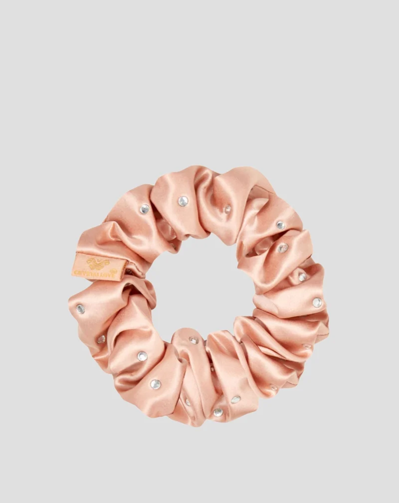 Chouchou en soie avec cristaux – rose gold Crystallove
