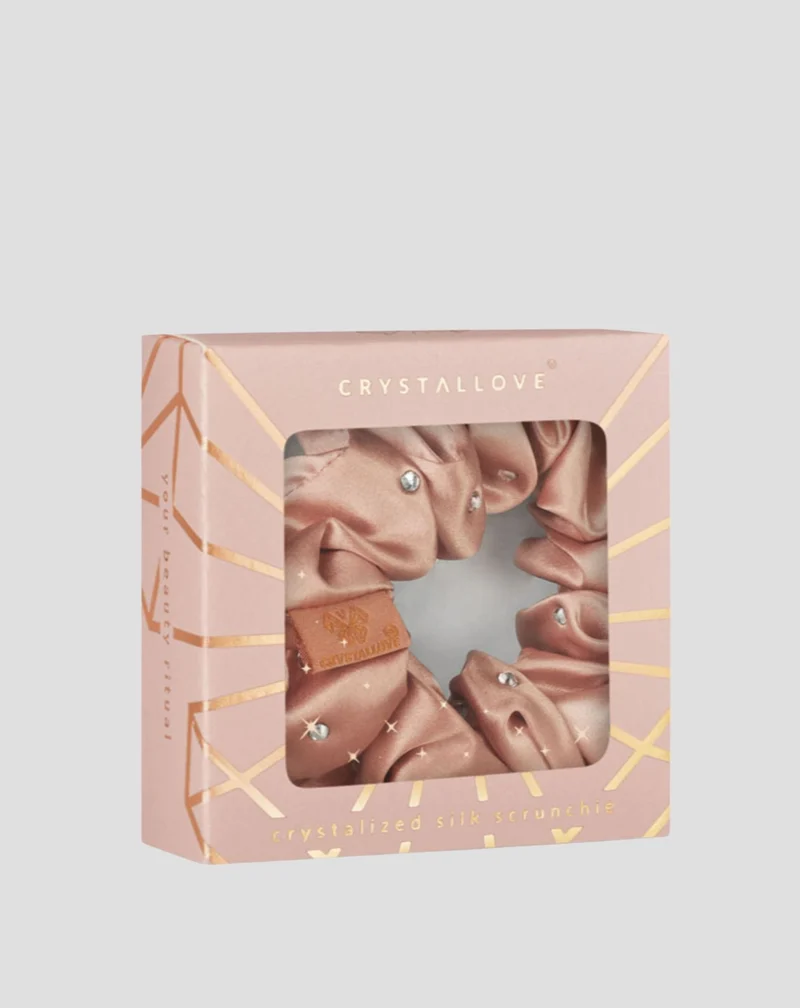 Chouchou en soie avec cristaux – rose gold Crystallove