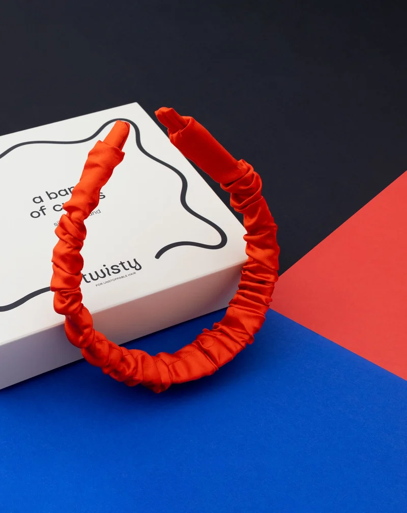 Bandeau en soie rouge, 100% naturelle - Twisty