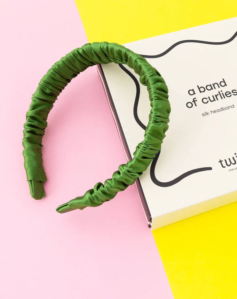 Bandeau en soie verte, 100% naturelle - Twisty
