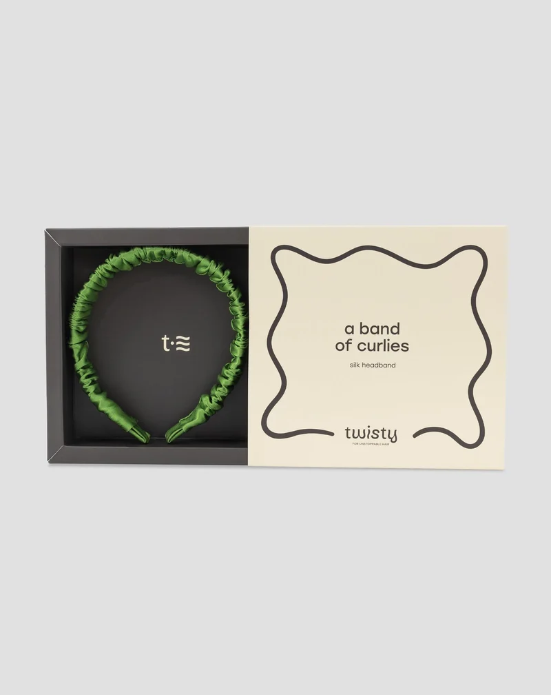 Bandeau en soie verte, 100% naturelle - Twisty