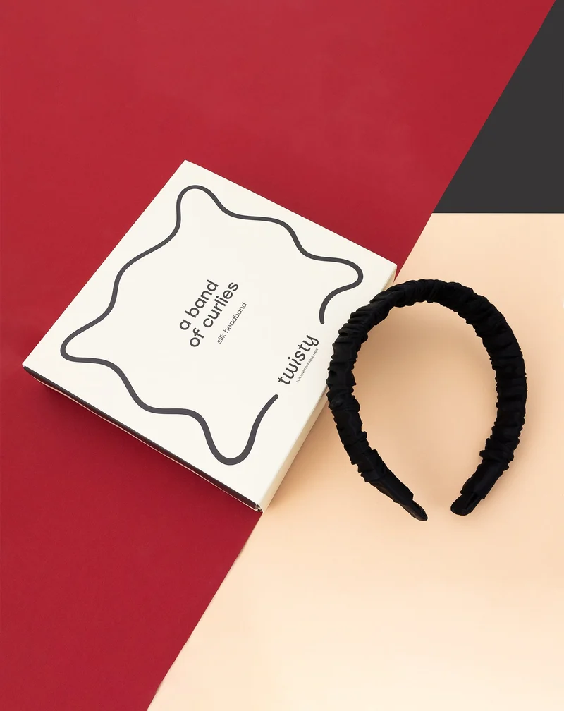 Bandeau en soie noire, 100% naturelle - Twisty