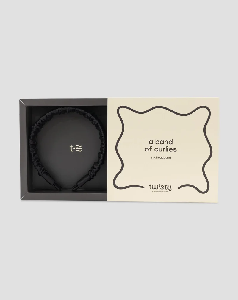 Bandeau en soie noire, 100% naturelle - Twisty