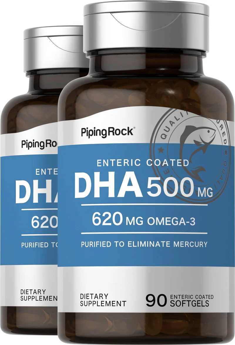 DHA Enteric Coated, 500 mg, 90 Quick Release Softgels, 2 Bottles