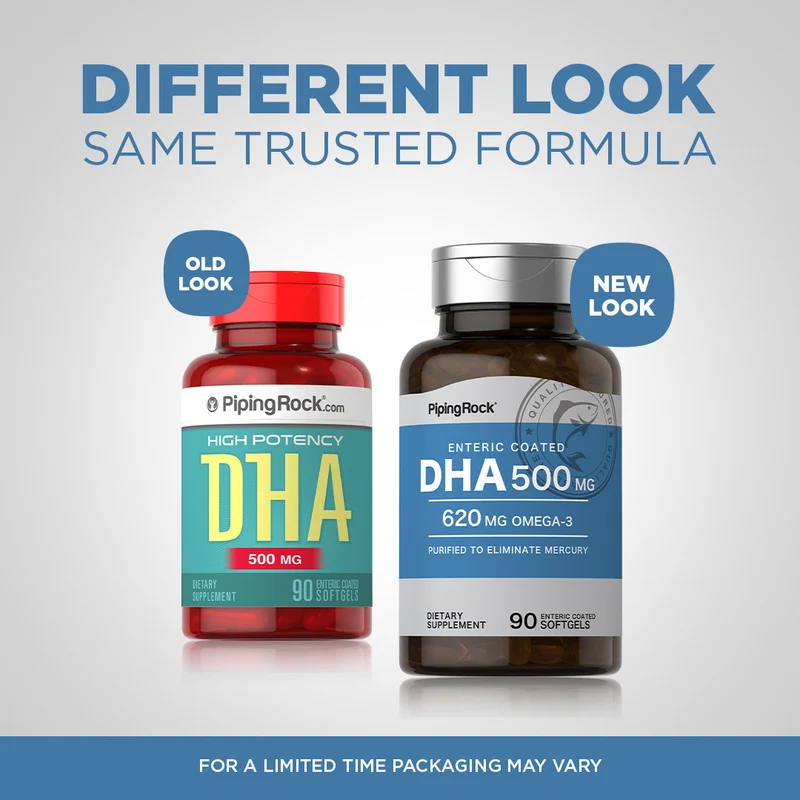 DHA Enteric Coated, 500 mg, 90 Quick Release Softgels, 2 Bottles