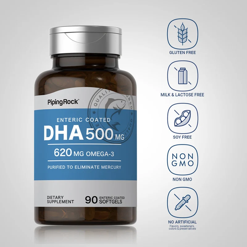 DHA Enteric Coated, 500 mg, 90 Quick Release Softgels, 2 Bottles