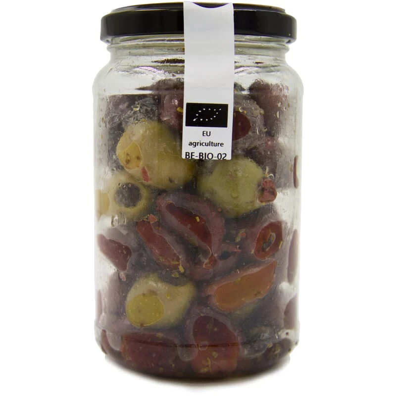 Olives mixtes assaisonnées sans pépins bio