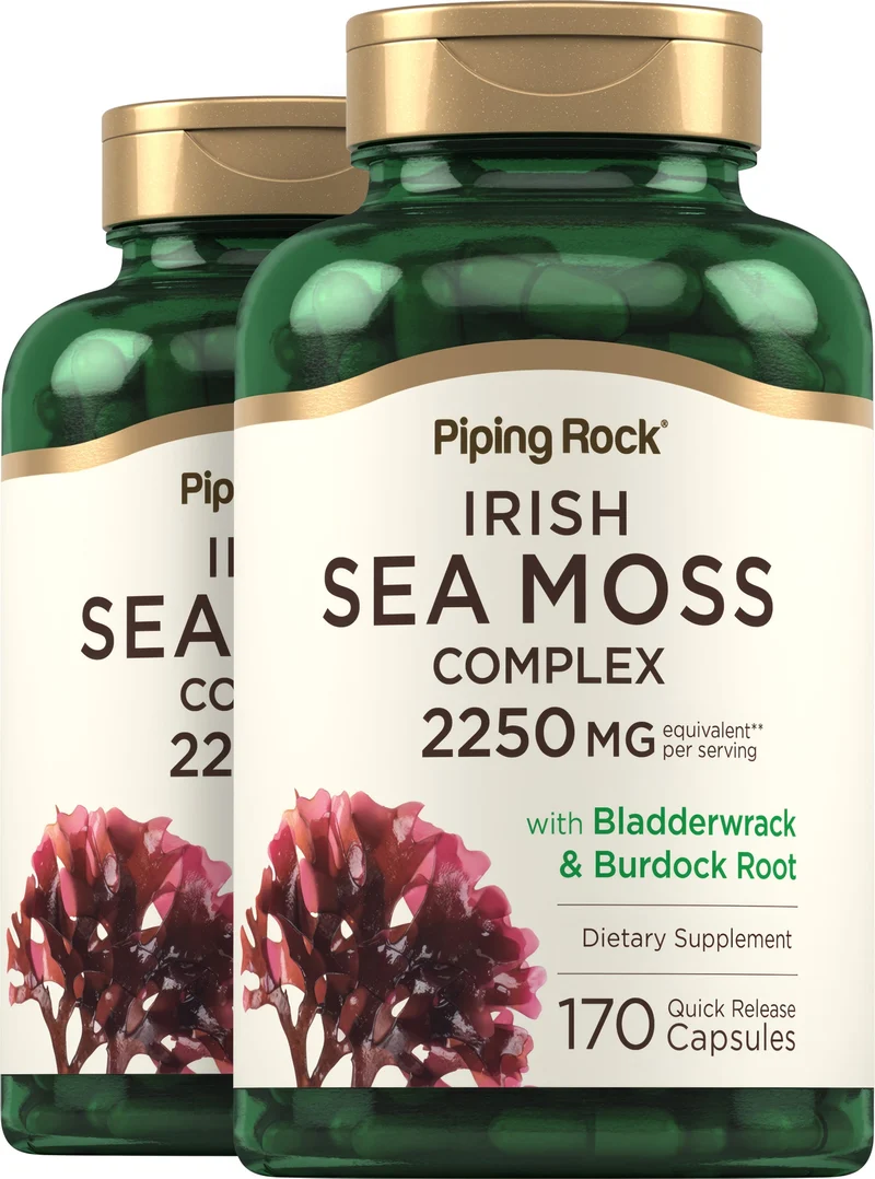 Irish Sea Moss Complex with Bladderwrack & Burdock Root, 2250 mg (per serving), 170 Quick Release Capsules, 2 Bottles
