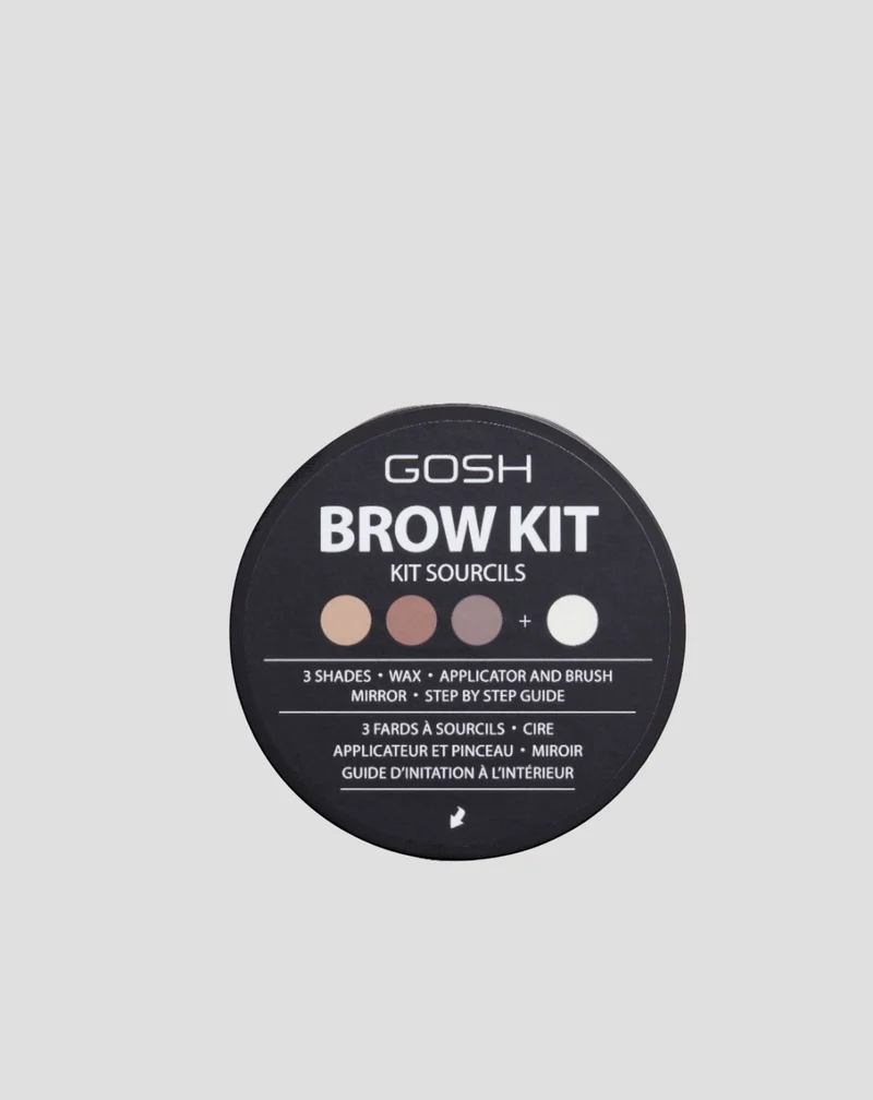 Palette de 3 ombres et cire transparente pour la mise en forme des sourcils pour un résultat durable Gosh